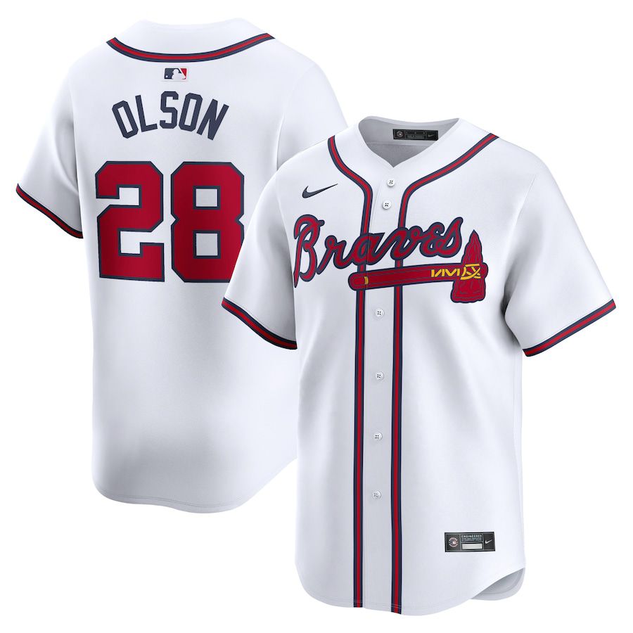 Men Atlanta Braves 28 Matt Olson Nike White Home Limited Player MLB Jersey
